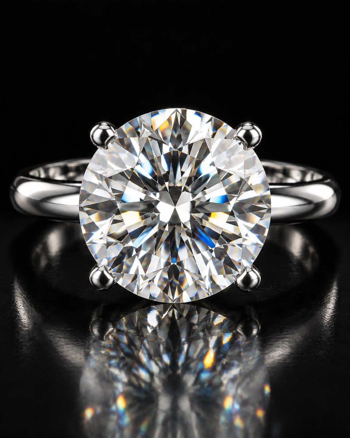 Round brilliant diamond solitaire in platinum